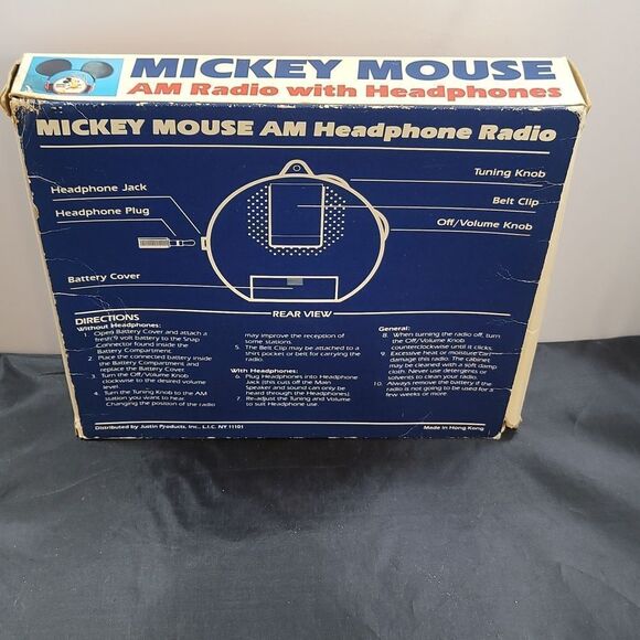 BRAND NEW VINTAGE 1970'S Walt DISNEY MICKEY MOUSE AM RADIO W/ HEADPHONES - Picture 9 of 10